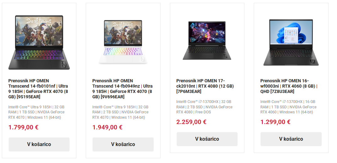 Slika kategorije gaming prenosniki z linkom na kategorijo
